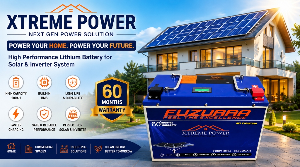 Fuzurra Xtreme Power Lithium Battery for Solar & Inverter System - 60 Months Warranty
